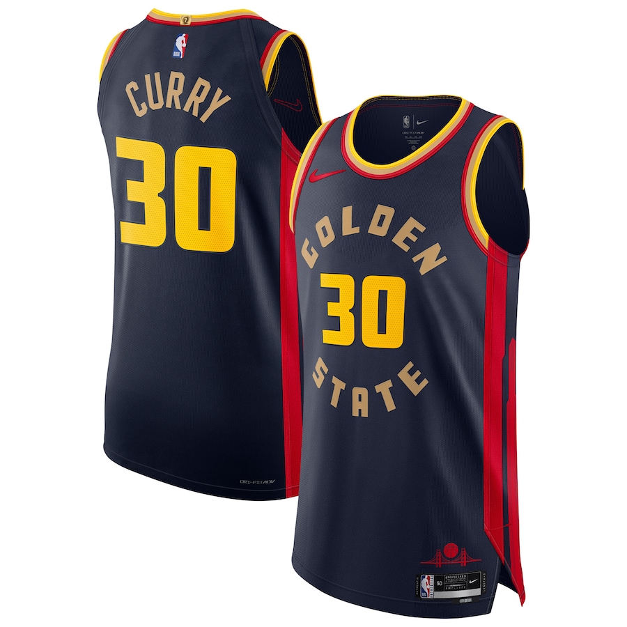 Men Golden State Warriors 30 Stephen Curry Nike Navy City Edition 2024-25 Authentic Player NBA Jersey